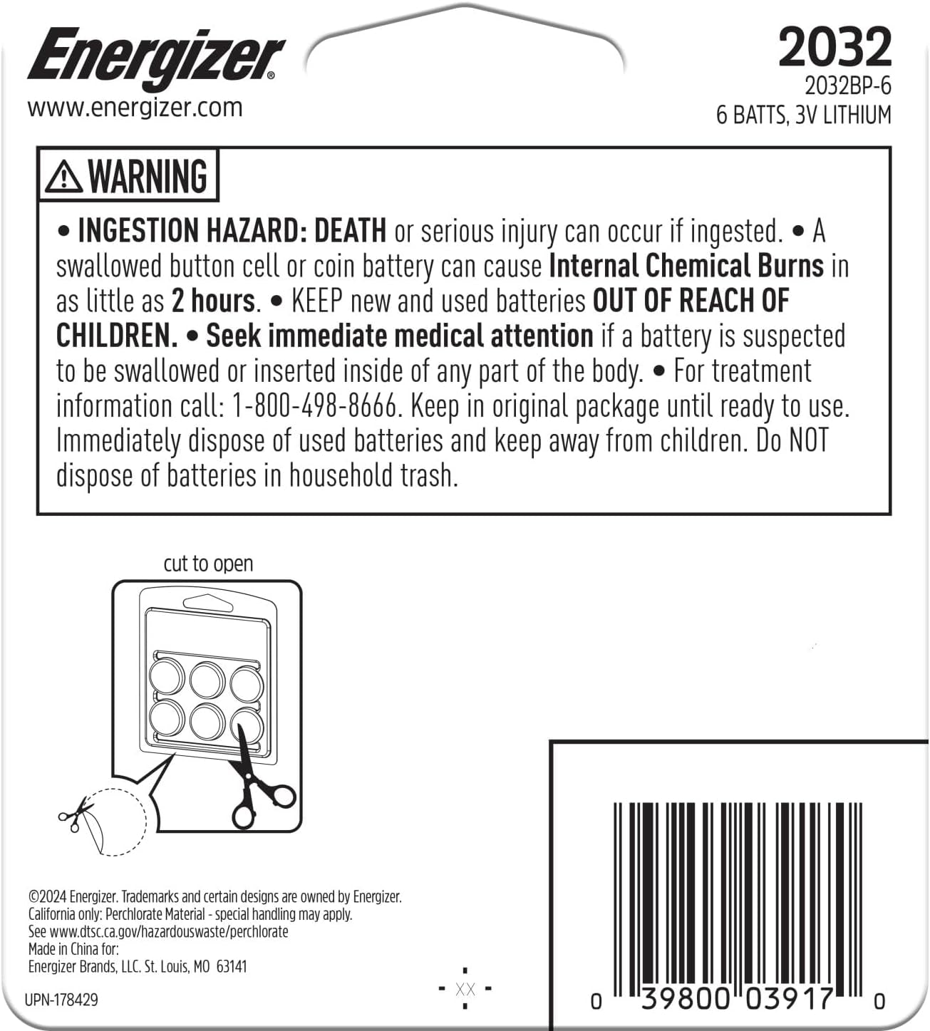 2032 Batteries (6 Pack), 3V Lithium Coin Batteries