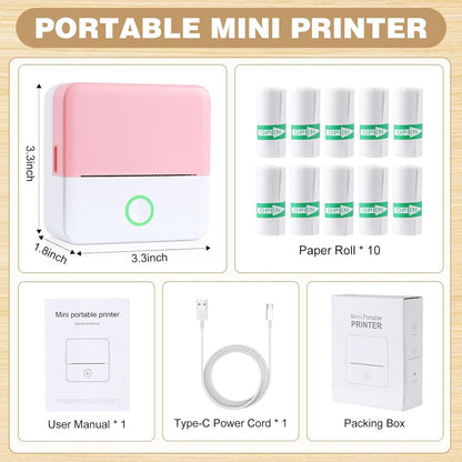 SLOK Print Pods Mini Printer with 10 Rolls Printing Paper, Thermal Inkless Sticker Maker for Notes and DIY, Compatible with Ios & Android, Purple