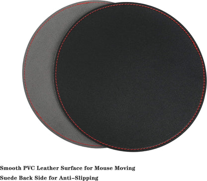 2 Pack Mouse Pads, Ultra Thin Waterproof PVC Leather Mouse Pad,Stitched Edges,Works for Computers, Laptop,All Types of Mouse Pad, Office/Home(8.66'',2 Pack, Black)