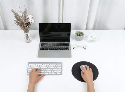 2 Pack Mouse Pads, Ultra Thin Waterproof PVC Leather Mouse Pad,Stitched Edges,Works for Computers, Laptop,All Types of Mouse Pad, Office/Home(8.66'',2 Pack, Black)