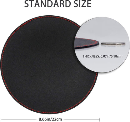 2 Pack Mouse Pads, Ultra Thin Waterproof PVC Leather Mouse Pad,Stitched Edges,Works for Computers, Laptop,All Types of Mouse Pad, Office/Home(8.66'',2 Pack, Black)