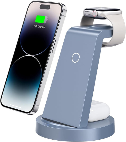 18W Wireless Charger for Iphone - 3 in 1 Charging Station Compatible with Iphone 17/16E/16/15/14/13/12 Pro Max, for Iwatch & Air Pods 4 3 Pro, Black